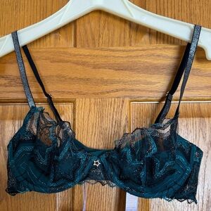 Savage X Fenty NWT Teal Star Lace Unlined Underwire Bra 34B